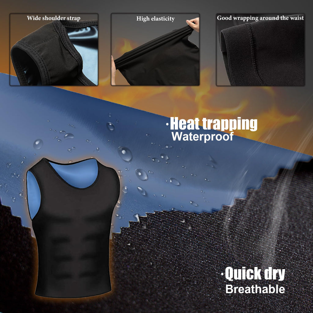 Everfion Sauna Vest for Men Waist Trainer, Sleeveless Mens Sweat Sauna Suit Shirt Compression Tank Top