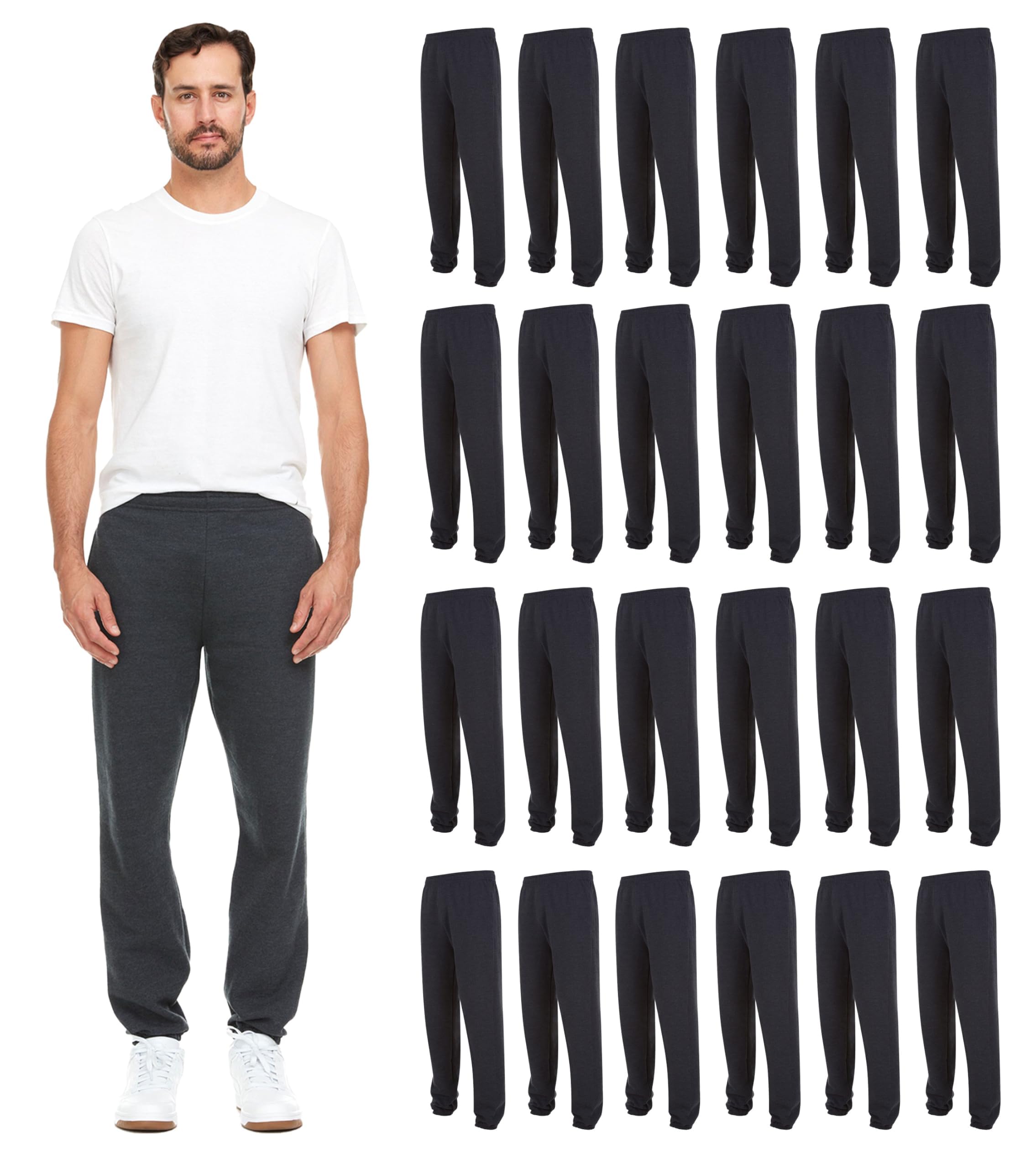 BILLIONHATS 24 Pack Adult Joggers Pants, Mixed Assortment Colorful Jogger Bulk Sweatpants Wholesale for Donations, Homeless