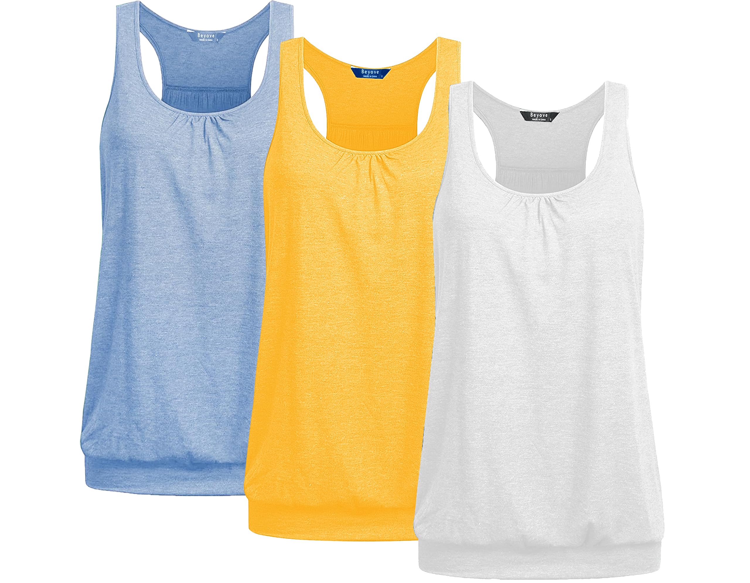 Beyove Women’s 3-Pack Plus-Size Racerback Yoga Tank Tops
