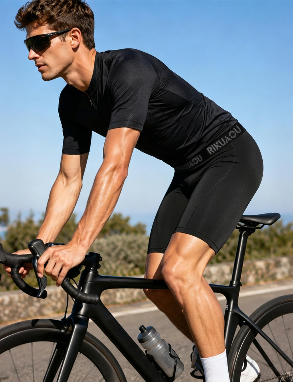 RIKUAOU Men's Compression Shorts, Spandex Athletic Running Tights, Quick Dry Performance Workout Underwear for Cycling