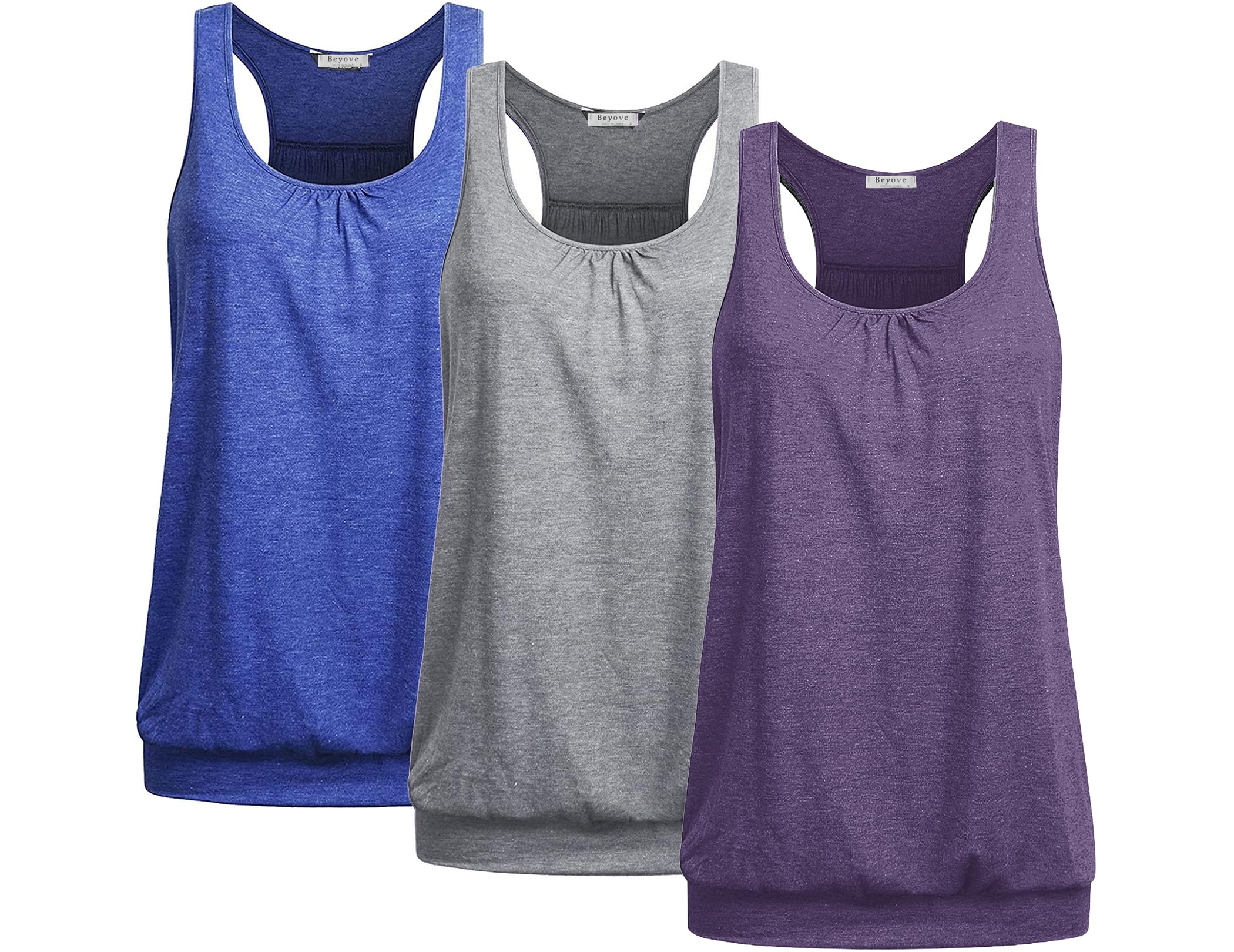 Beyove Women’s 3-Pack Plus-Size Racerback Yoga Tank Tops